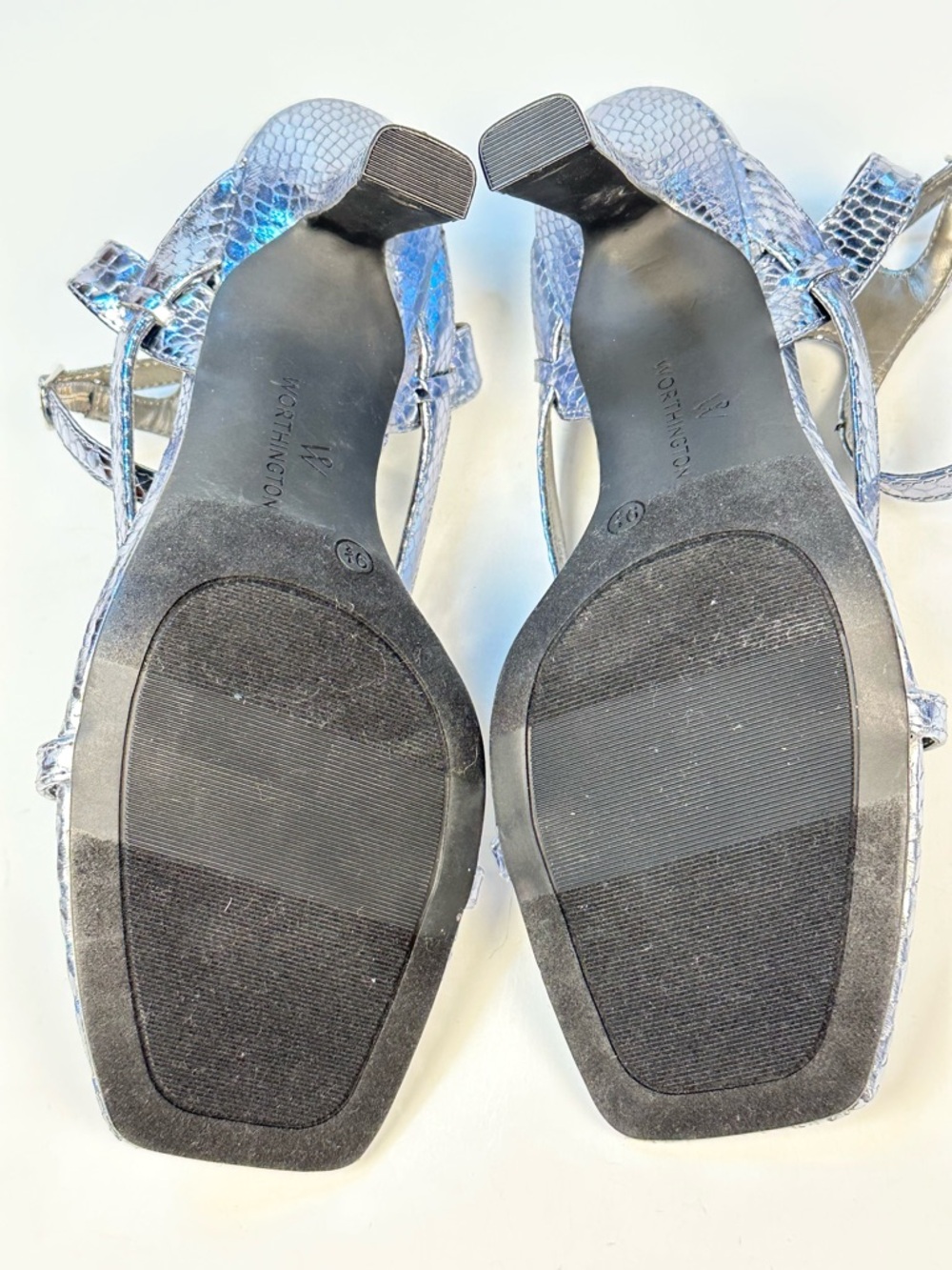 Wothington Tulipa Thong Silver Tone Stiletto Sandals 9.5 - Picture 11 of 12